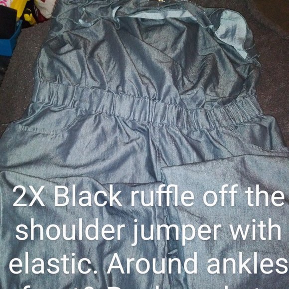 black off the shoulder jumper with ruffle - Picture 1 of 2